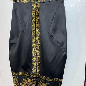 Just Cavalli black and leopard print silk blend pencil skirt